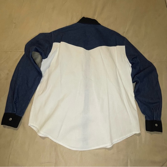 Tillman Western Vintage Shirt Women Large Black Denim Velvet Button Long Sleeve - Picture 2 of 6